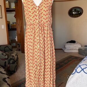 Bechamel 1980’s Cottage Core Red Floral Maxi Dress